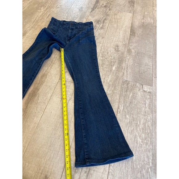 Free People High Waisted Flare Jeans Blue Denim‎ Stretch Button Fly Women's Size - Picture 5 of 11